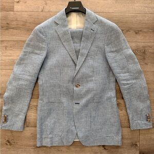 SuitSupply Light Blue Glen Plaid Men's Suit 40R